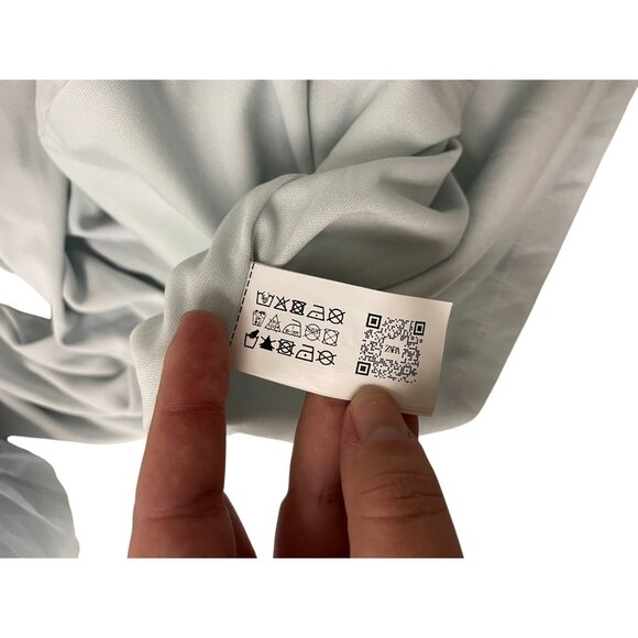 Zara Womens Mini Dress M Medium Pale Blue Ruffle Sleeve Trimmed 4772/331 NWT - Picture 13 of 16